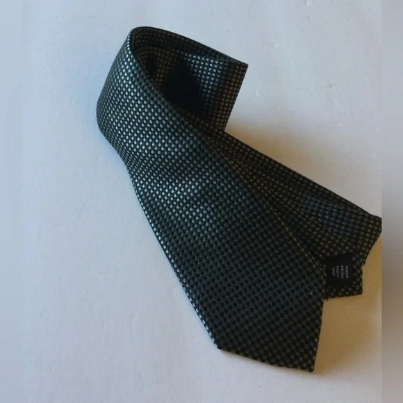 NORDSTROM NENS SILK TIE BLACK GRAY SMALL CHECK NEW